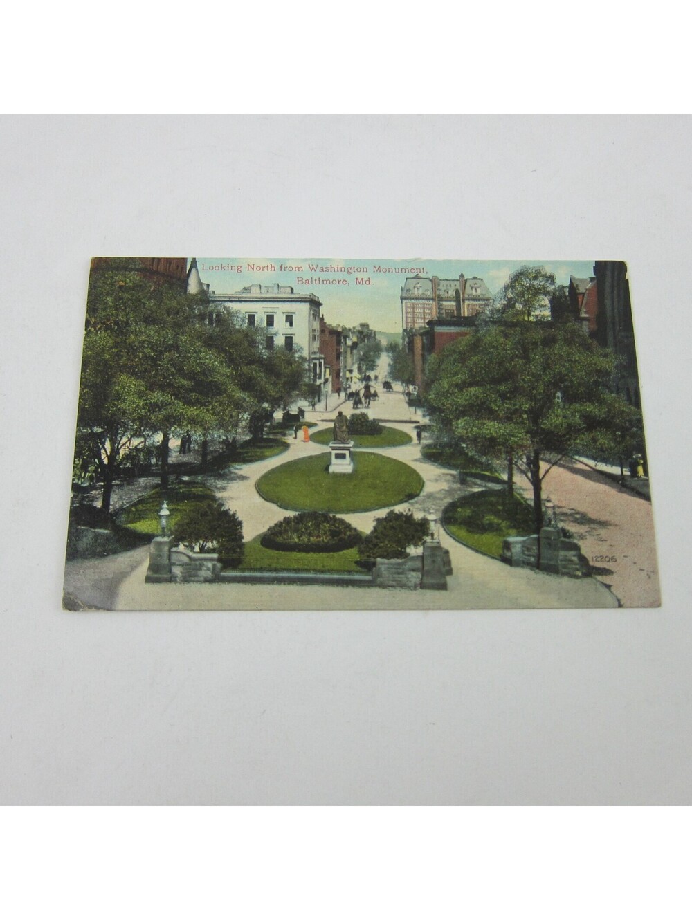 Postcard Baltimore Maryland Looking North Washington Monument Antique UNPOSTED